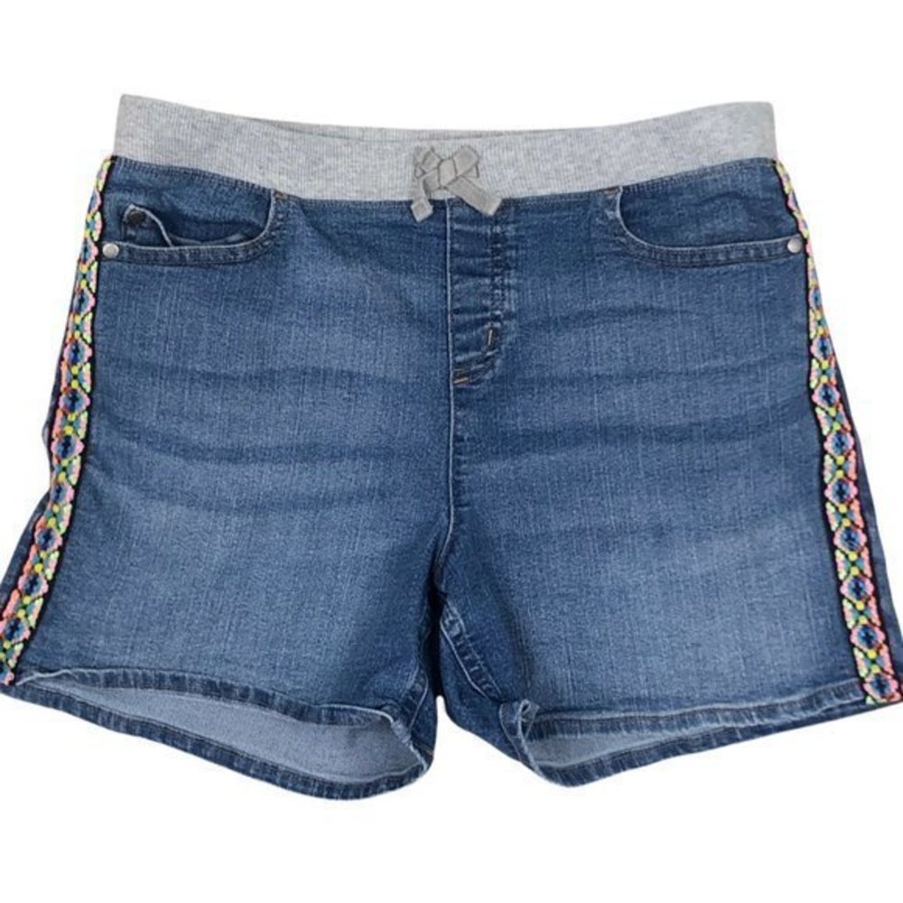 Lands End Girls Youth Womens Denim Shorts Size 16 Waist 28